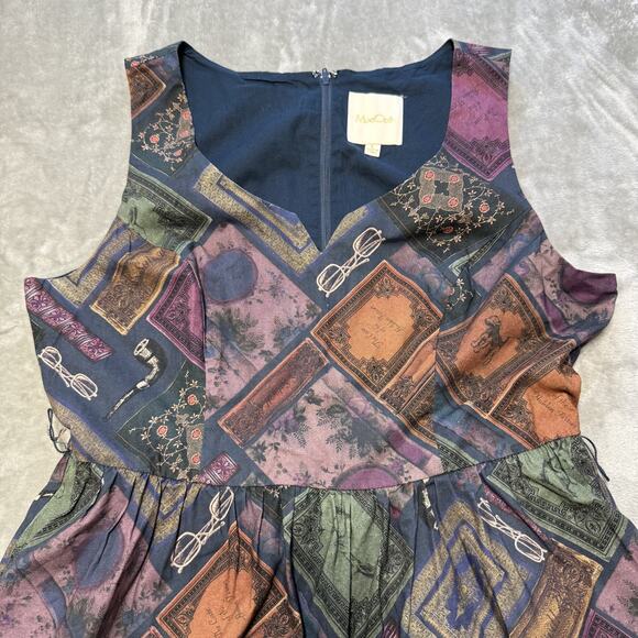 ModCloth Dress Womens L Geometric Cotton Back Zip Fit n Flare Lined - Picture 10 of 12